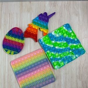 Rainbow Pop It Fidget Toy Bundle - Egg, Unicorn, Square, and Pastel Squares